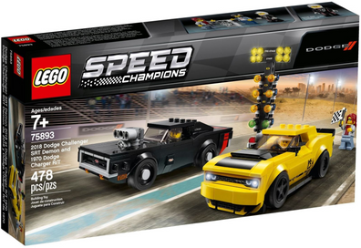 LEGO Set-2018 Dodge Challenger SRT Demon and 1970 Dodge Charger R/T-Speed Champions-75893-1-Creative Brick Builders